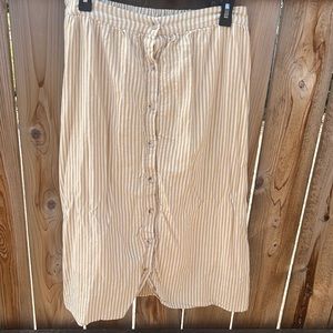 Yellow and white striped skirt